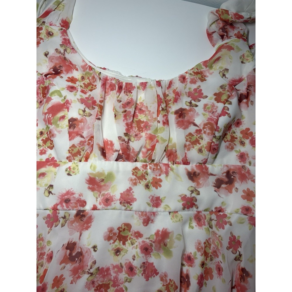 Connected Apparel Pink Floral Dress Sz 16 Chiffon Fit Empire Fairy Romantic